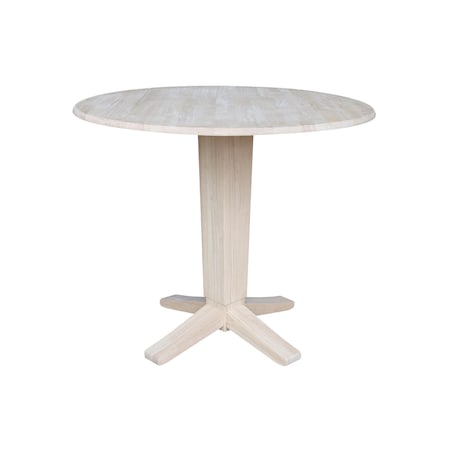 International Concepts 42 in. Solid Wood Round Dual Drop Leaf Dining Pedestal Table - 36.3 in.High, Unfinished K-42DPT-23B-36
